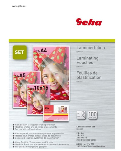 Geha set 100x laminierfolien - set,
